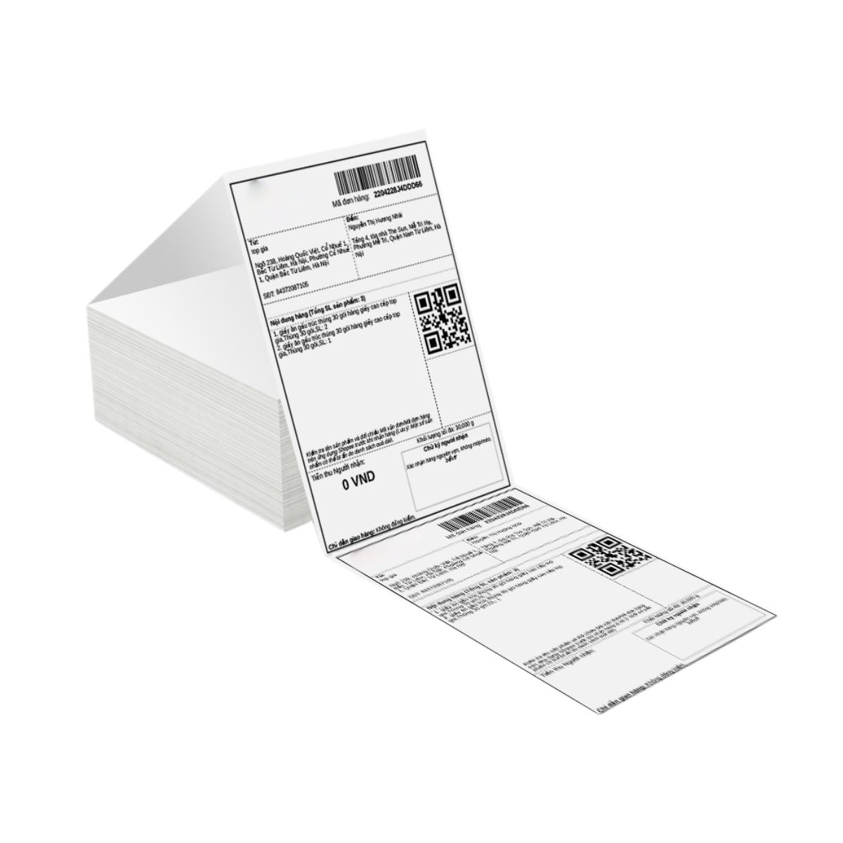 Giấy in nhiệt A6 AYIN tệp 500 tờ, in đơn shopee in đơn các TMĐT, tem nhãn vận chuyển, có sẵn lớp dán